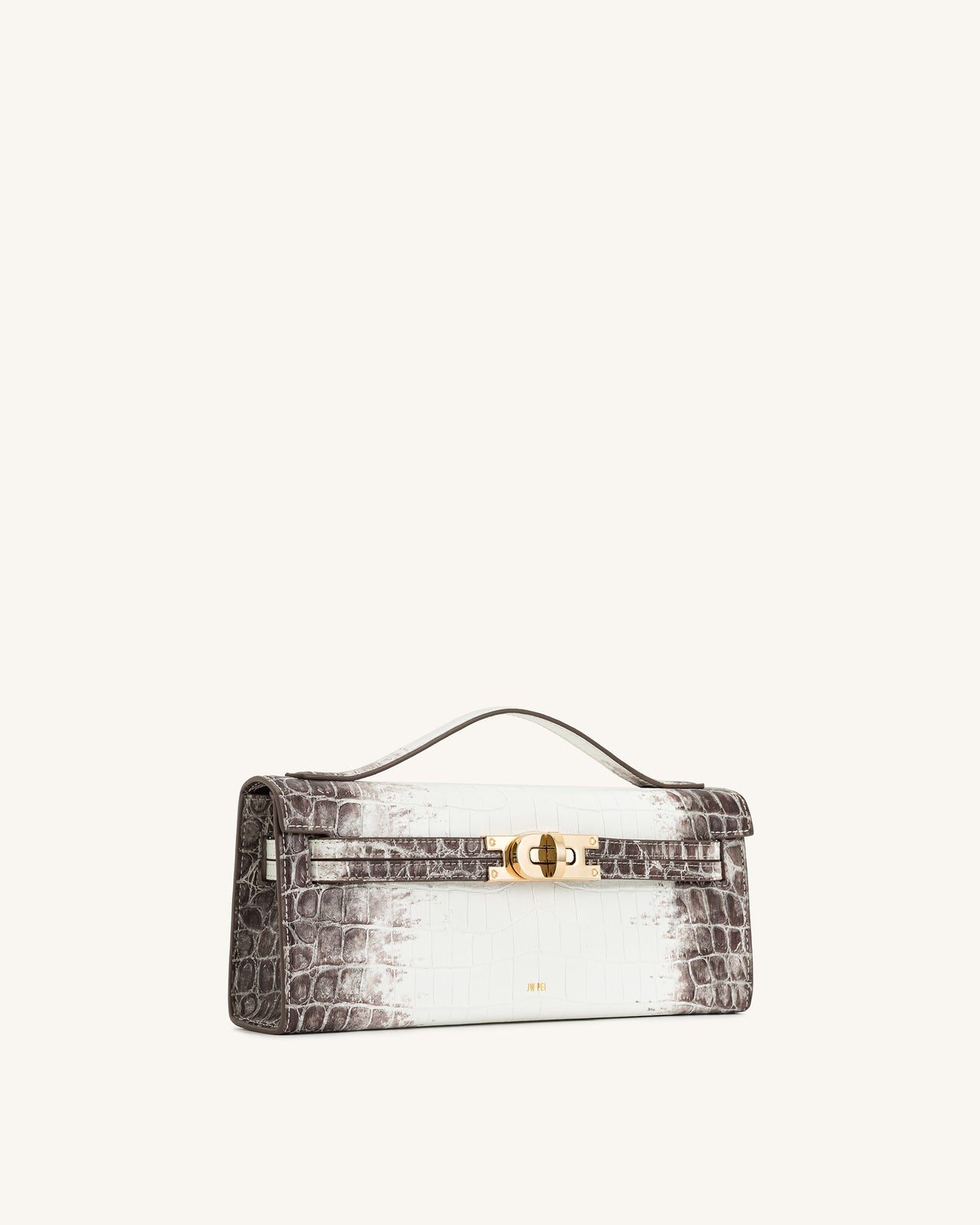 Bria Structured Top Handle Bag - White Croc