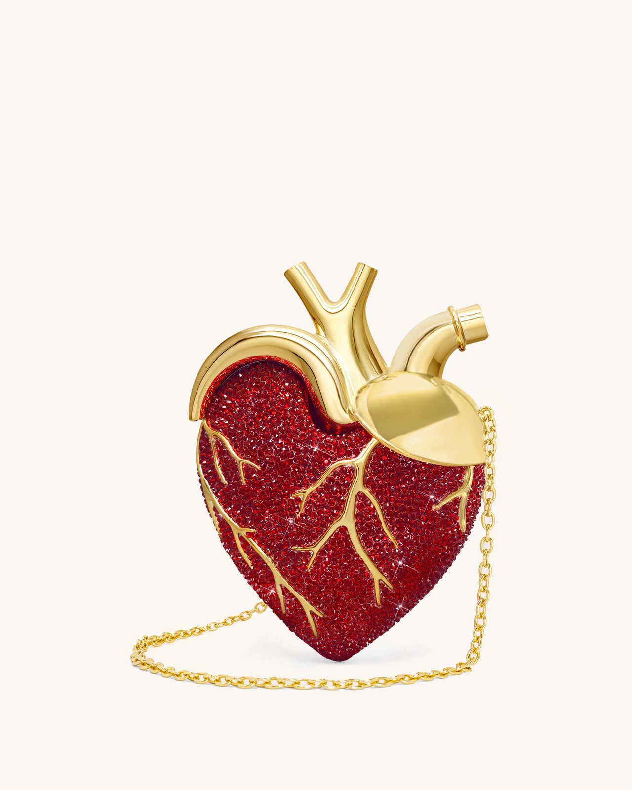 Maren Artificial Crystal Heart Shaped Bag - Red