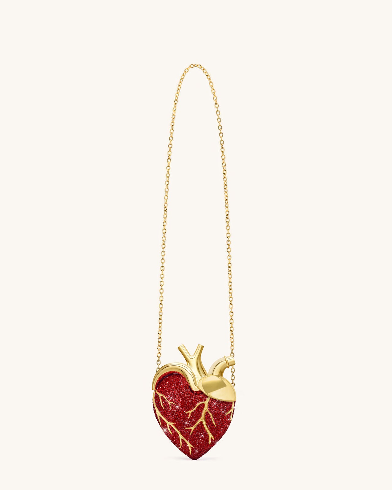 Maren Artificial Crystal Heart Shaped Bag - Red