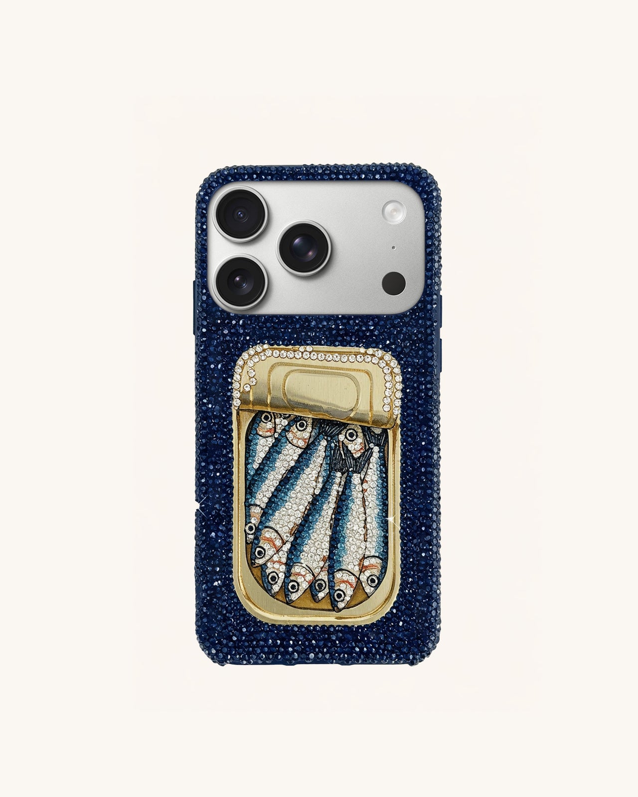 Sardine Tin Artificial Crystal Phone Case - Blue