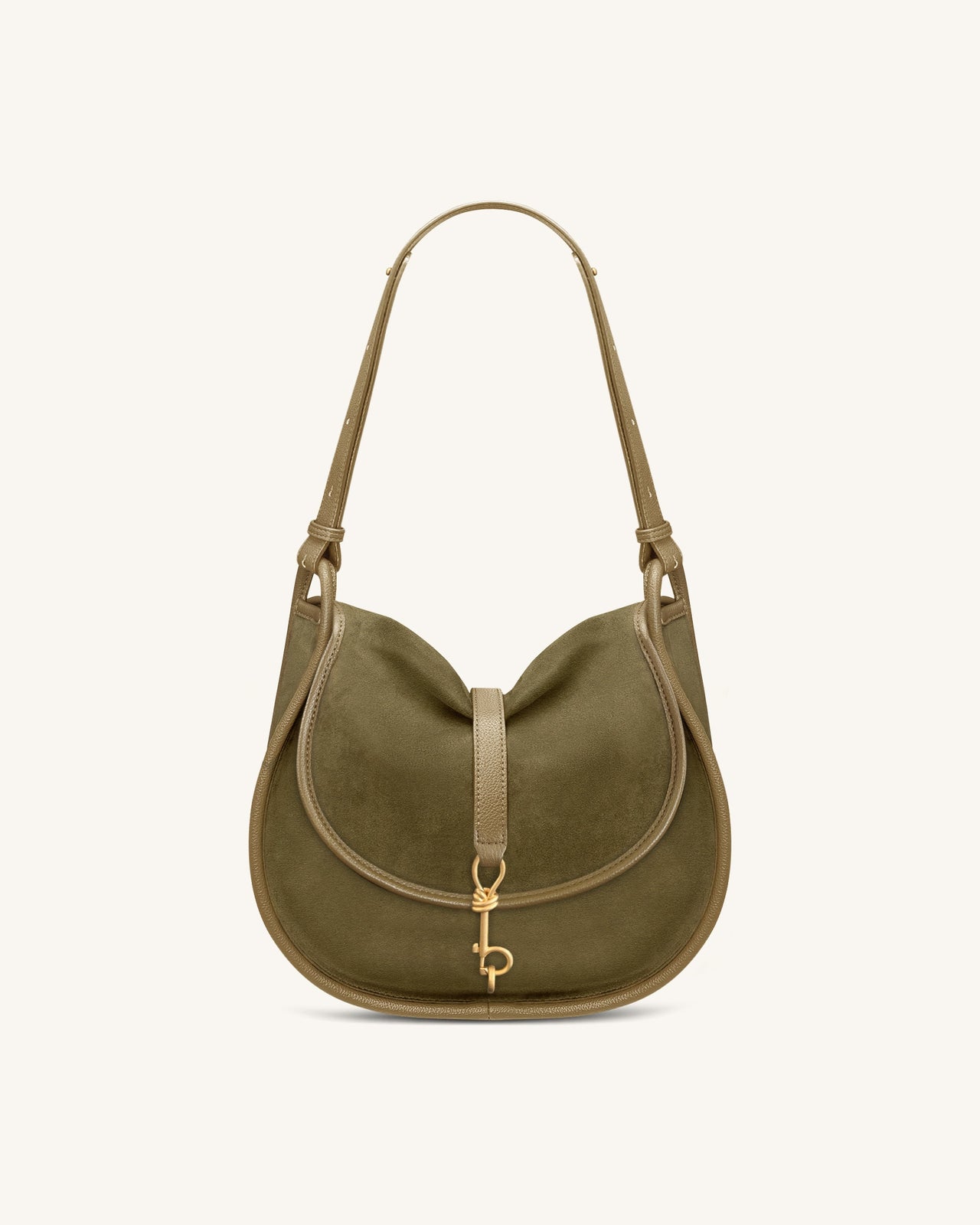 Arla Small Faux Suede Hobo Bag - Olive Green