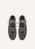 Iria Lace-Up Ballet Flats - Dark Grey