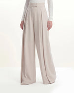 Pleated Wide-Leg Trousers - Beige