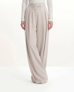 Pleated Wide-Leg Trousers - Beige