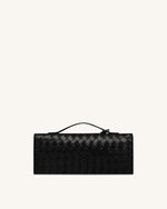 Celeste Woven Textured Envelope Top Handle Bag - Black