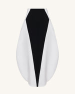 Monochrome Paneled Structured Pannier Maxi Skirt - Black