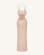 Ribbed Knit Cutout Maxi Dress - Pink