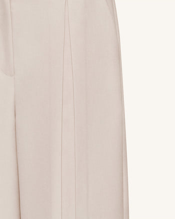 Pleated Wide-Leg Trousers - Beige