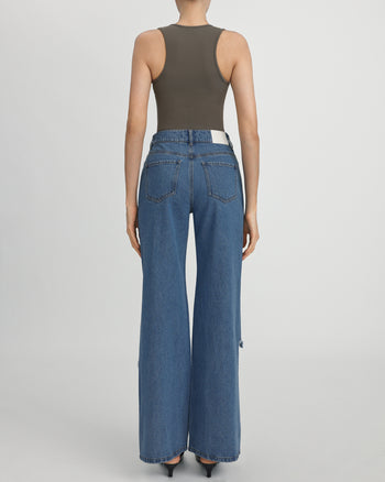 Sophia Embellished Heart Cut-Out Denim Jeans - Medium Blue
