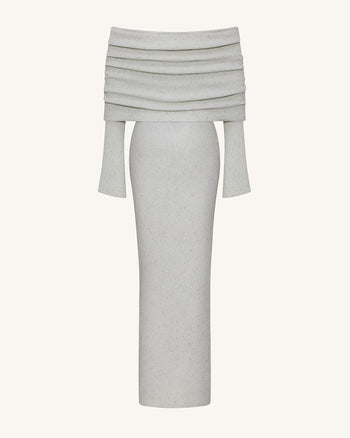 Knit Off-Shoulder Maxi Dress - Cream
