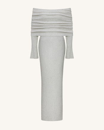 Knit Off-Shoulder Maxi Dress - Cream