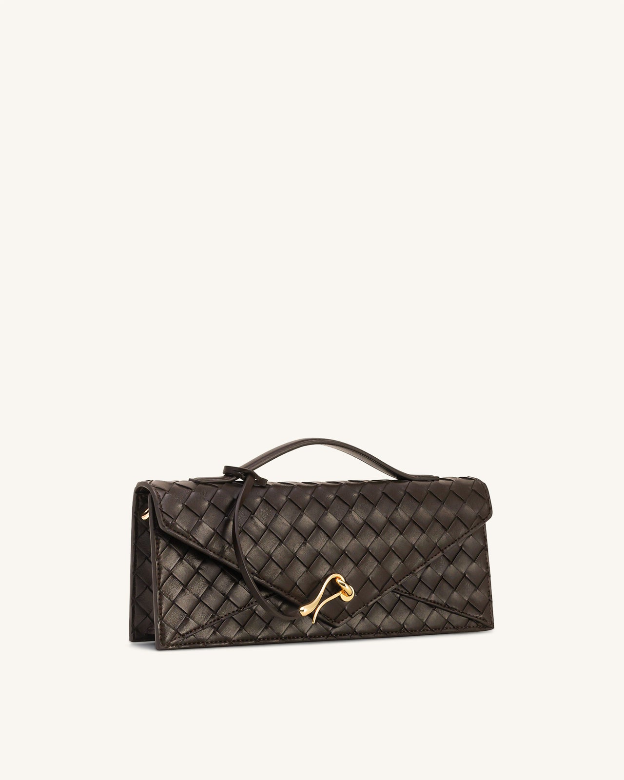 Celeste Woven Textured Envelope Top Handle Bag - Dark Brown