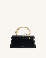 Elena Snake Handle Top Handle Bag - Black