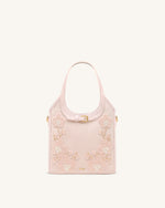 Brooke Mini Belted Embellished Orchid Beaded Top Handle Bag - Pink