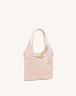 Brooke Mini Belted Embellished Orchid Beaded Top Handle Bag - Pink
