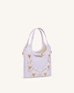 Brooke Mini Belted Embellished Orchid Beaded Top Handle Bag - Lavender