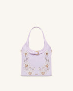 Brooke Mini Belted Embellished Orchid Beaded Top Handle Bag - Lavender