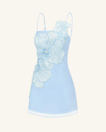 Orchid Appliqué Mini Dress - Blue