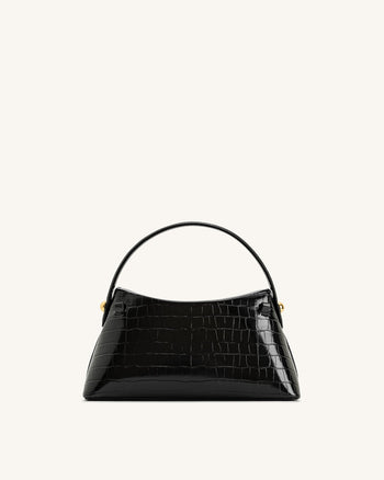 Talia Top Handle Bag - Black Croc