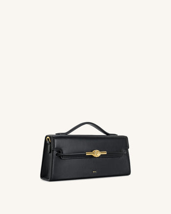 Lena Metal Rope Knot Top Handle Bag - Black