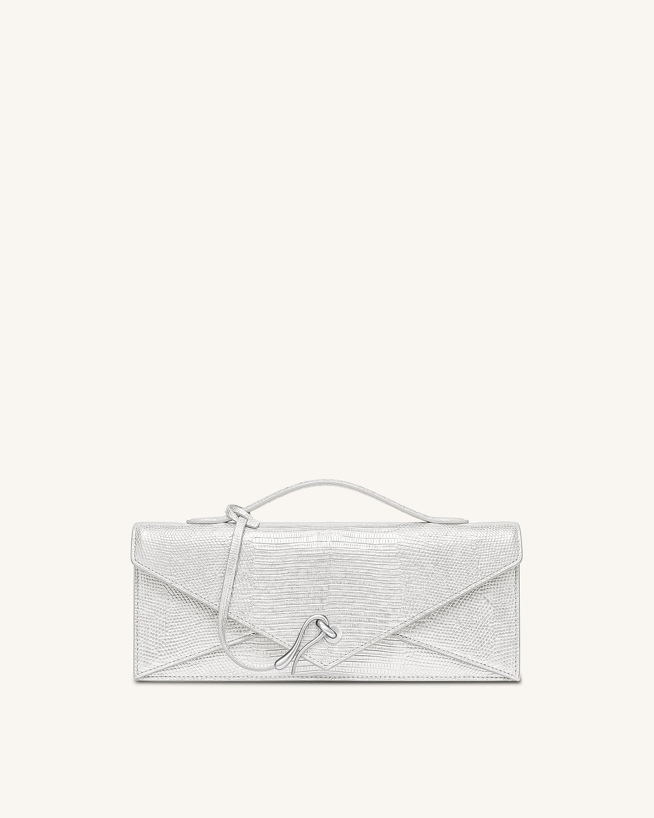 Celeste Envelope Top Handle Bag - Silver Lizard Texture