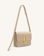 Evania Lock Pebbled Shoulder Bag - Khaki
