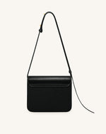 Evania Lock Pebbled Shoulder Bag - Black