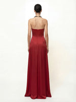 Iris Floral Print Halter Maxi Dress - Ruby