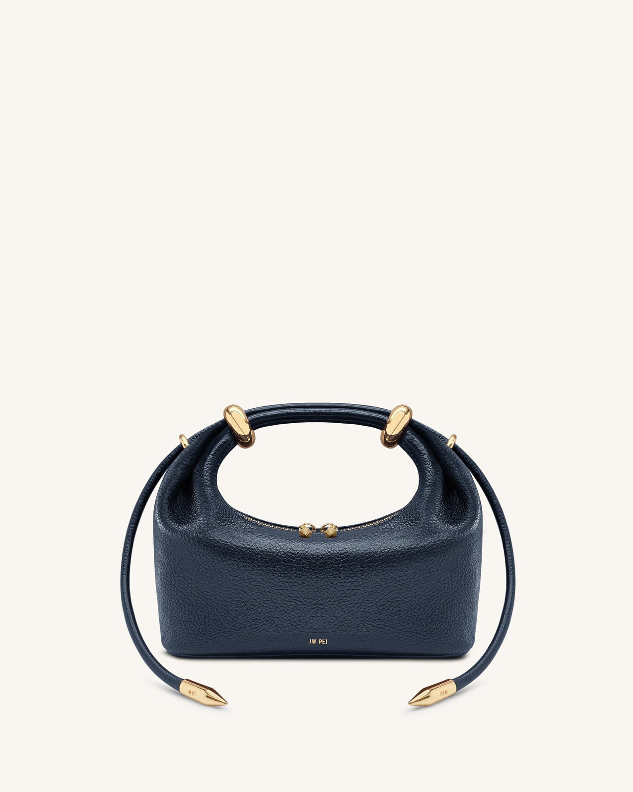 Ellie Metal Ring Embellished Top Handle Bag - Navy