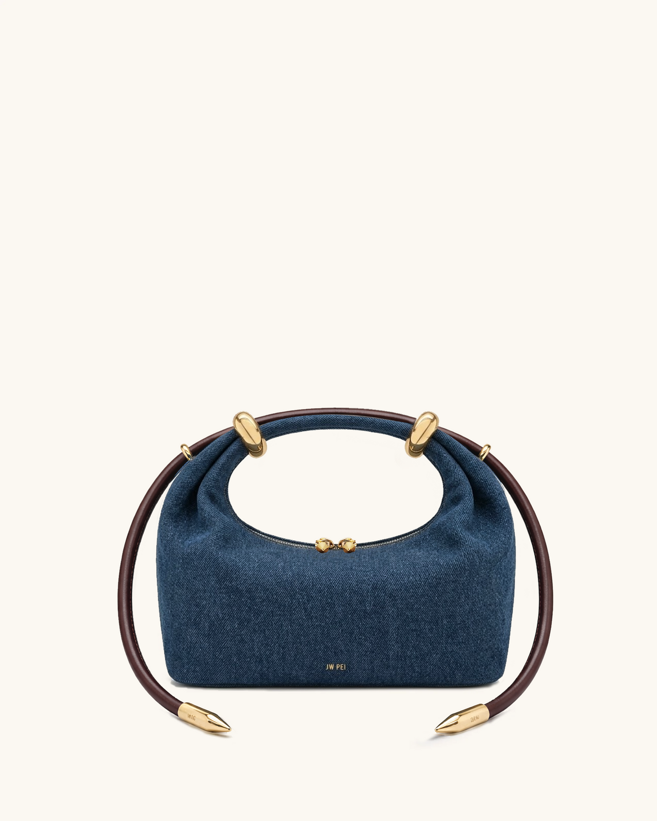 Ellie Metal Ring Embellished Top Handle Bag - Blue Denim