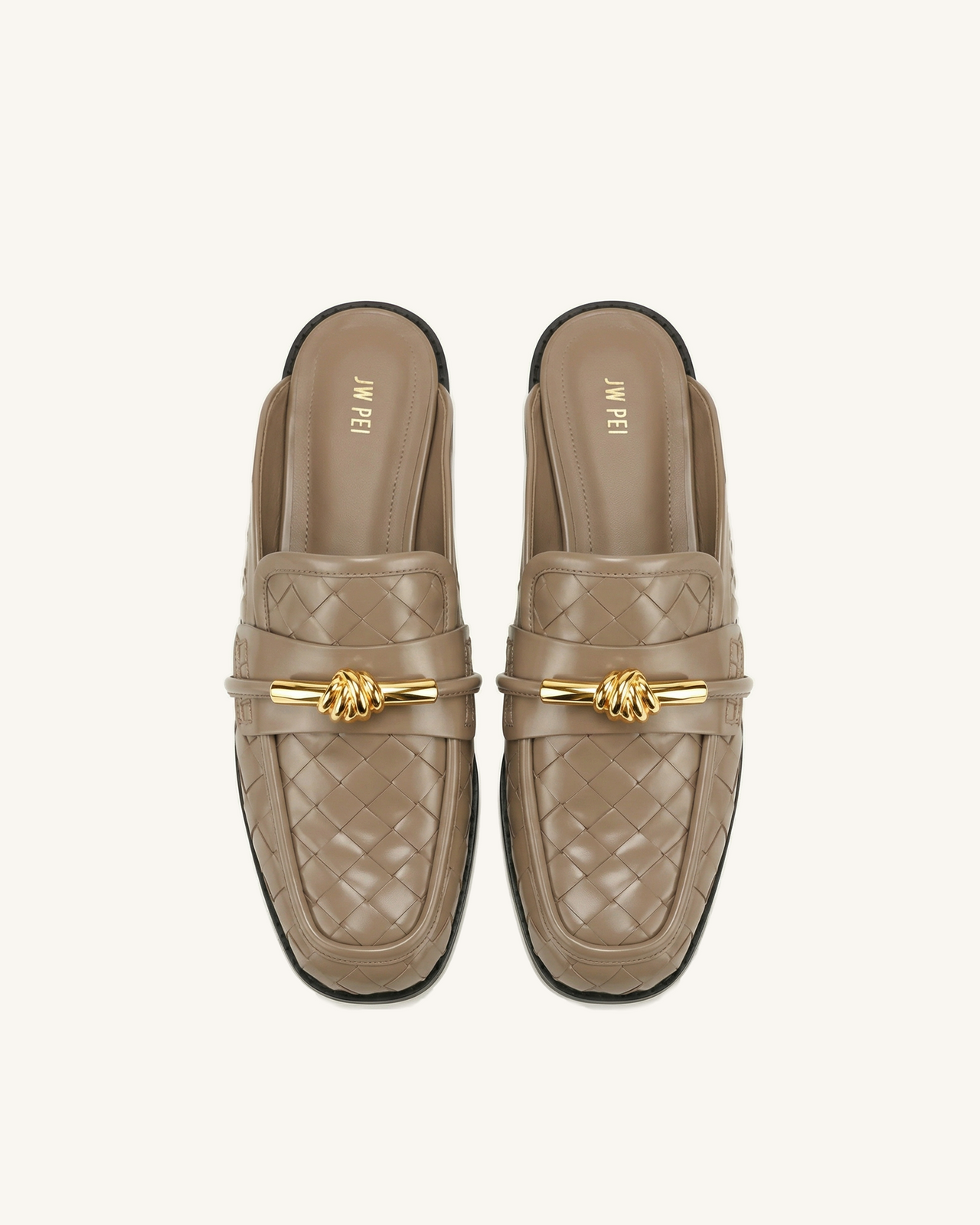 Elowen Woven Horsebit Mule Loafers - Khaki