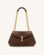 Valerie Chain Flap Shoulder Bag - Dark Brown