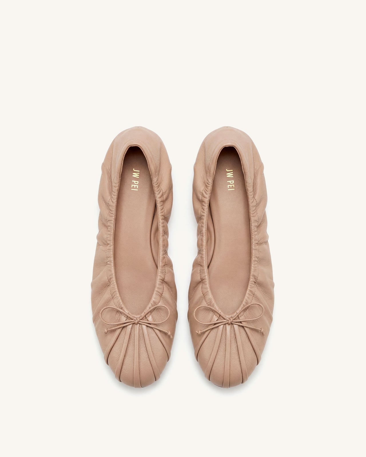 Solenne Ruched Drawstring Ballet Flats - Khaki