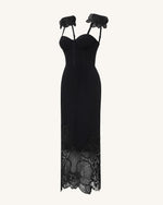 Orchid Embroidered Corset Dress - Black