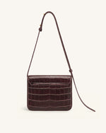 Evania Lock Shoulder Bag - Burgundy Croc