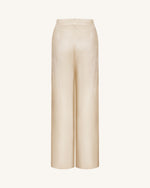 Satin Wide-Leg Trousers - Cream