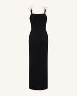 Flower Embroidered Dress - Black/Pink