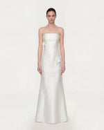 Strapless Floral Polyester Dress - White