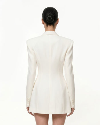 Iris Embroidery Hourglass Blazer - White