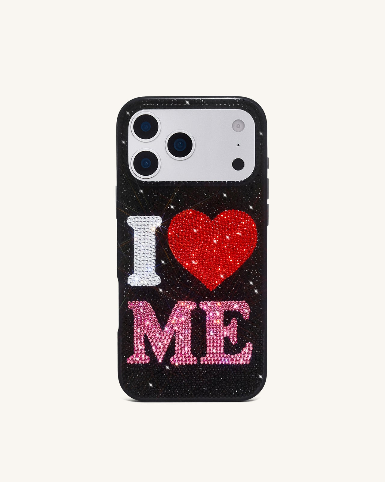 I Love Me Artificial Crystal Phone Case - Black