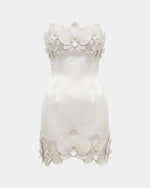 Orchid Trim Strapless Mini Dress - White