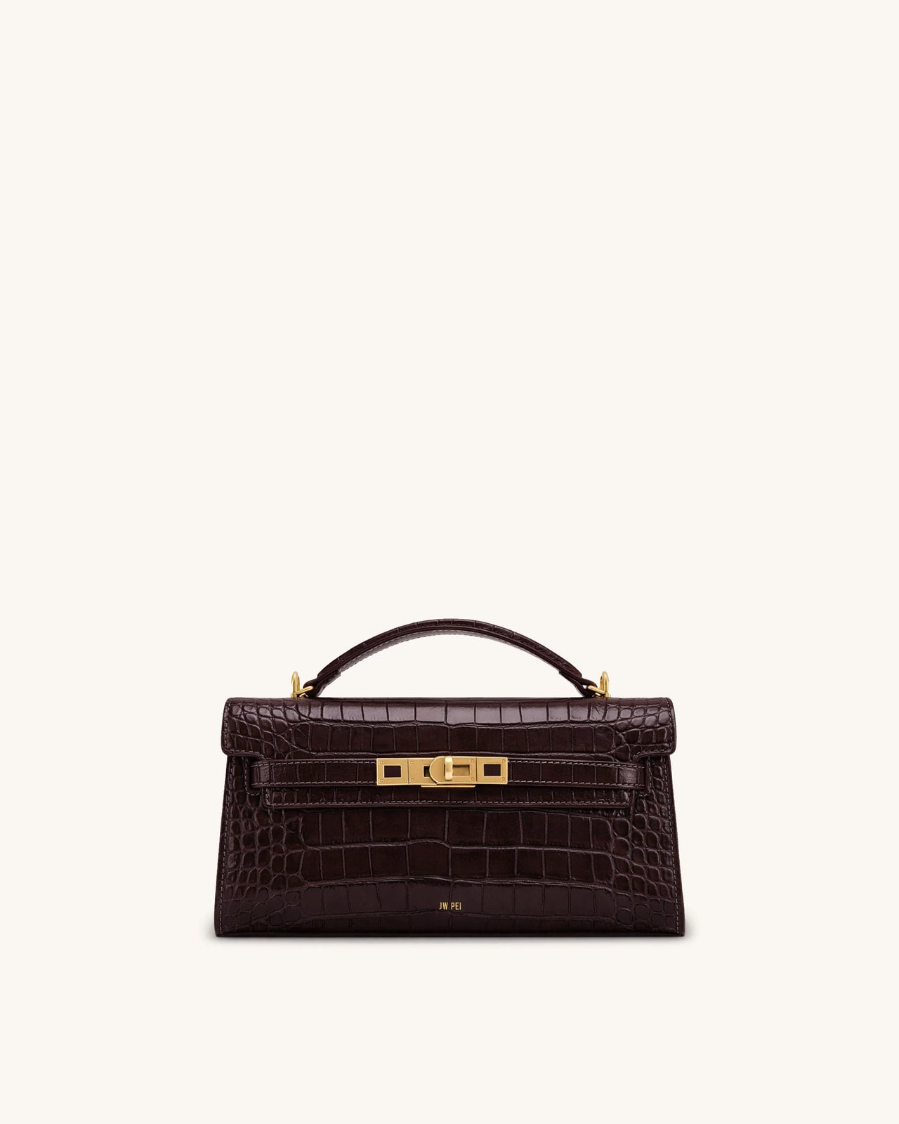 Noor Top Handle Bag - Dark Brown Croc