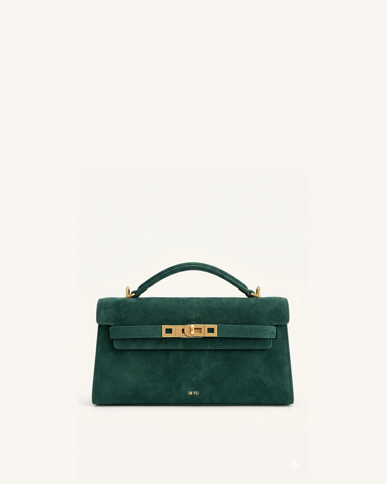 Noor Faux Suede Top Handle Bag - Forest Green