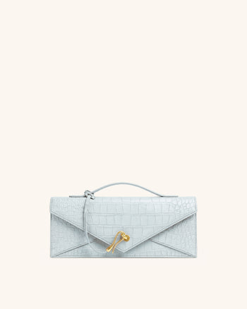 Celeste Envelope Top Handle Bag - Light Blue Croc