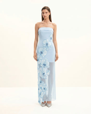 Orchid Embroidered Dress - Light Blue