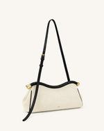 Naomi Curved Shoulder Bag - Black Canvas