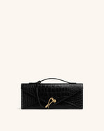 Celeste Envelope Top Handle Bag - Black Croc