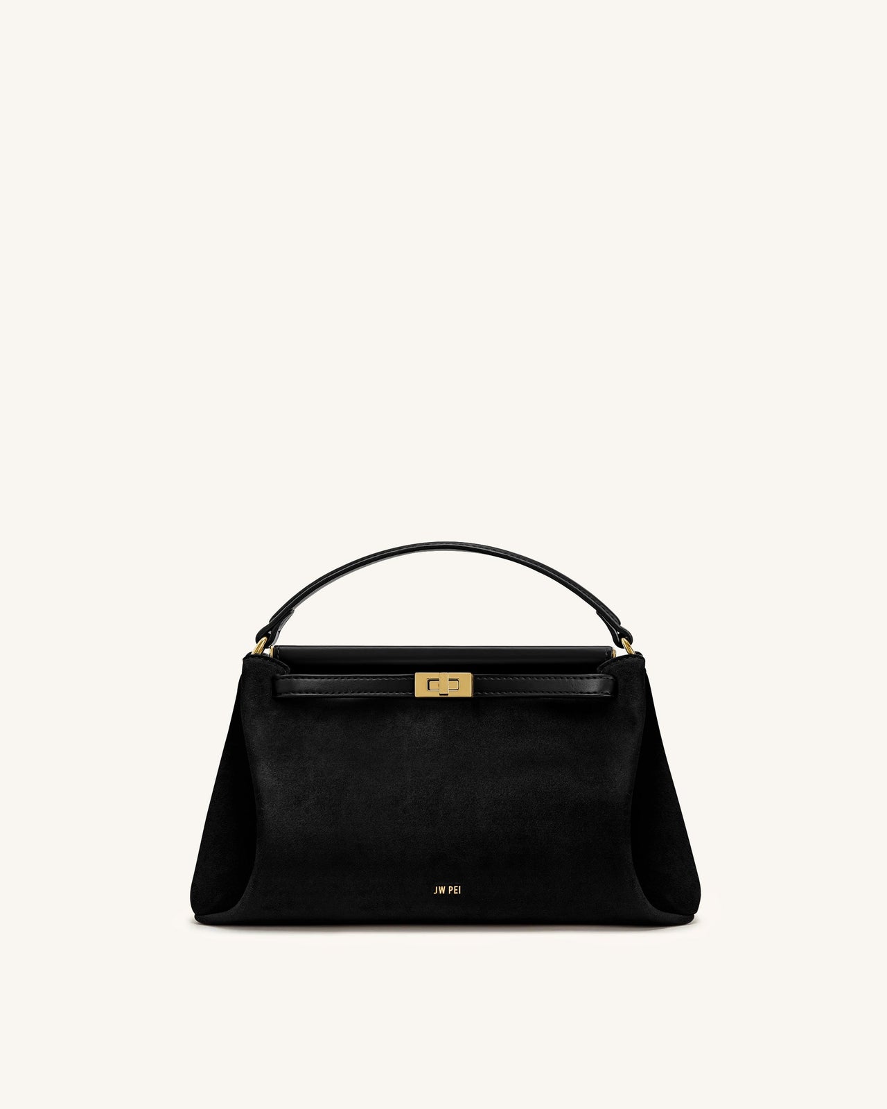 Carmen Faux Suede Top Handle Bag - Black