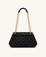 Valerie Quilted Chain Flap Shoulder Bag - Black
