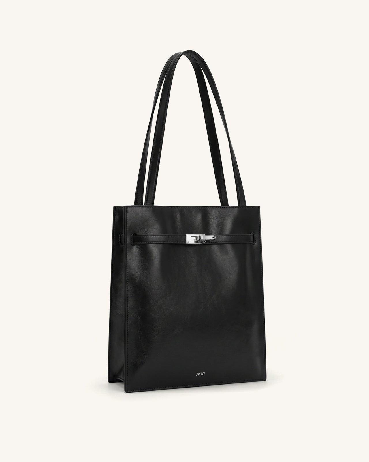 Noelle Belted Tote Bag - Black